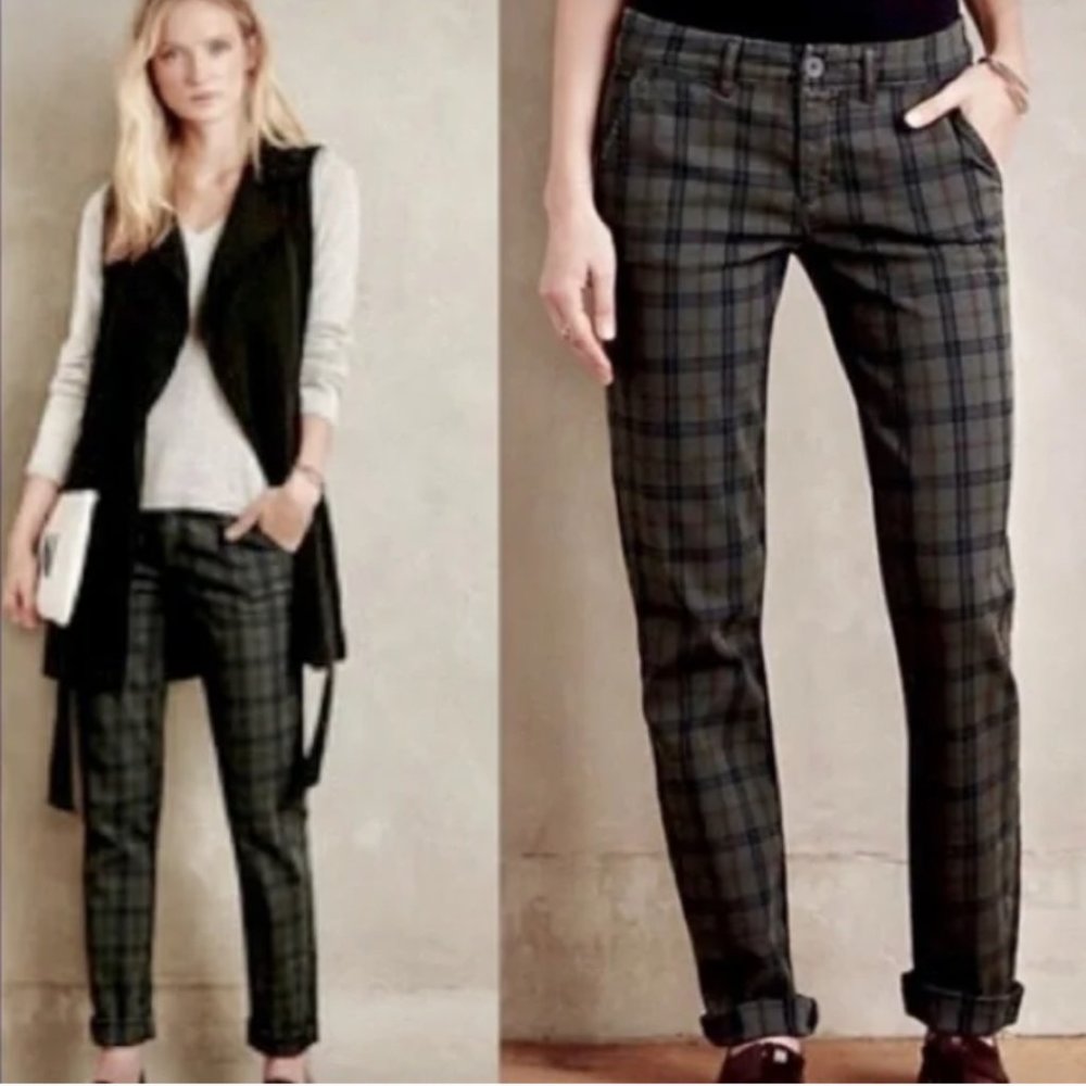 Anthropologie Pilcro and the Letterpress 29 Hyphen Fit Plaid Pant Trouser